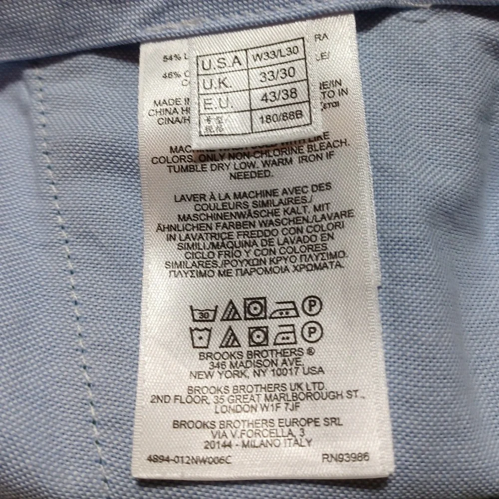 Brooks Brothers Baird McNutt Clark Linen Pants Mens 33x30 Green Preppy Coastal